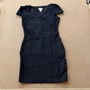 Reiss Black Mini Dress with Lace Accents